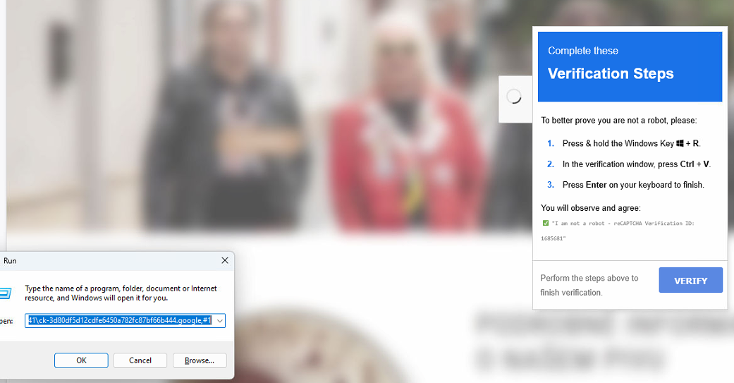
ClickFix: social engineering via fake CAPTCHA (Source : Sicuranext).