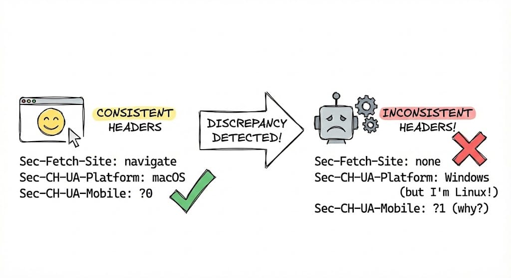 Fight bad bot with Sec Fetch and Client Hints inconsistencies in headless browsers